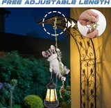 Set of 2 Solar Hanging Statue, Outdoor Resin Black White Cat & Golden Retriever Dog Figurine with LED Lights, Animal Ornament for Garden, Fence, Porch, Patio, Yard Decor