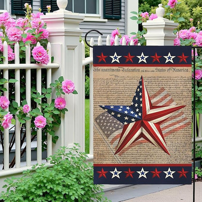 Patriotic Garden Flag American Star Freedom Independence Day Theme Yard Flags Lawn Porch July Fourth 4th of July Memorial Day House Banners Double Side Home Decoration 12x18 Inch