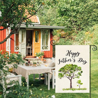 AVOIN Happy Father's Day Watercolor Tree Garden Flag Vertical Double Sided, Holiday Party Flag Yard Outdoor Decoration 12.5 x 18 Inch