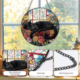 Rngmsi Stained Glass Window Hanging, 7.8″ Cat and Flower Sun Catchers with Hook Indoor Window Decor, Decorative Suncatchers Hanging Ornaments Home Garden Art Gift for Housewarming
