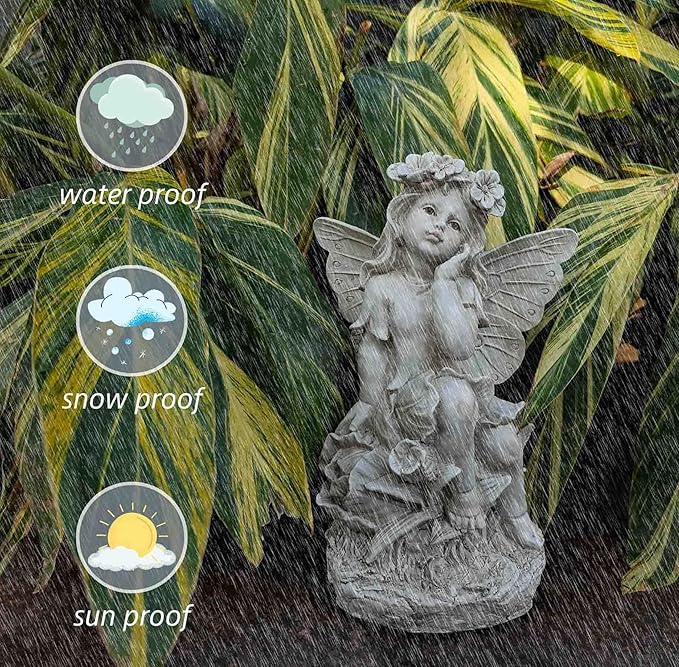 12.8 '' Outdoor Angel Statues for Garden - Fairy Garden Figurines, Lovely Flower Fairy Garden Decor, Ornaments for Patio, Yard, Lawn, Gifts for Mom, Grandma