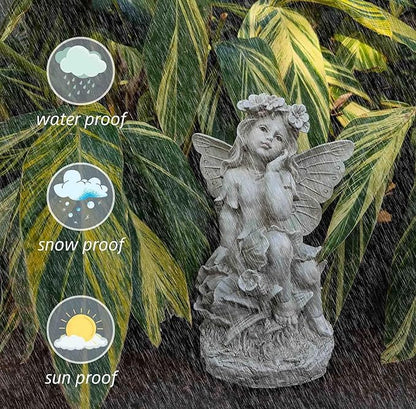 12.8 '' Outdoor Angel Statues for Garden - Fairy Garden Figurines, Lovely Flower Fairy Garden Decor, Ornaments for Patio, Yard, Lawn, Gifts for Mom, Grandma