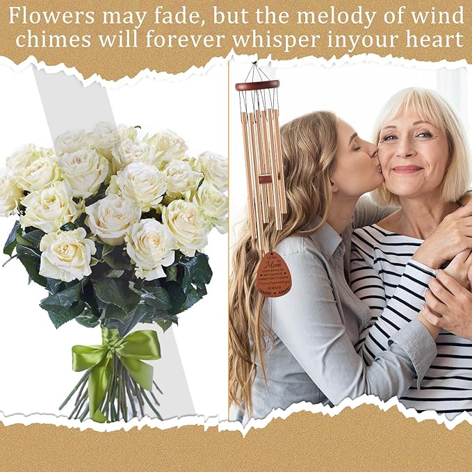 Mom Gifts Wind Chimes - Gifts for Mom from Daughter Son, Birthday Christmas Thanksgiving Mothers Day Love Reminder Present Idea, Wind Chimes for Outside Garden Decor