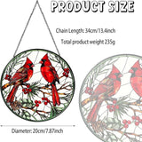 Cardinal Sun Catcher Stained Glass Window Hanging Cardinal Decor Lovers Gifts for Women Handmade Sun Catcher Decoration for Garden Home Housewarming Gifts