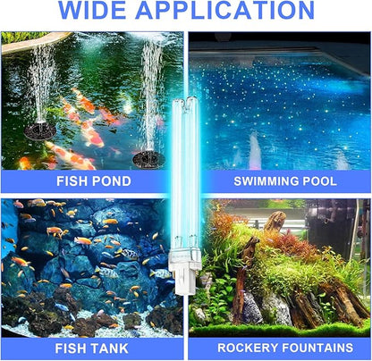 13W UVC Replacement Bulb for Pressurized Biological Pond Filter 1580 1840 2380 2630 GPH & 4-in-1 Pond Filter System Kits 950/1370 GPH, G23 Base UVC Light Bulb for Outdoor Ponds