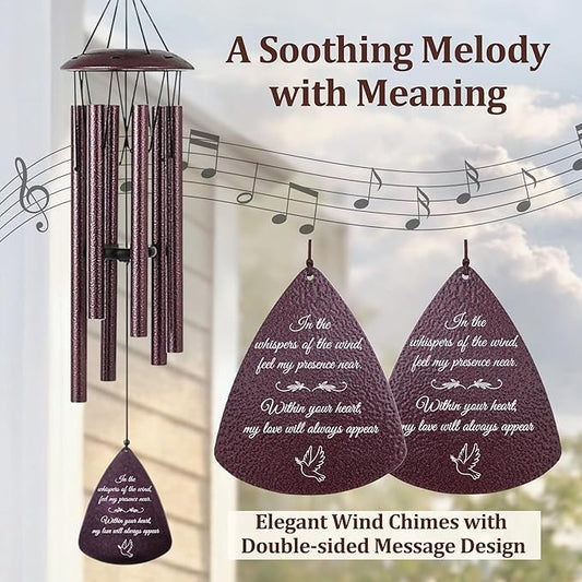 Memorial Wind Chimes for Loss of Loved One, 33.5 Inch Wind Chimes for Outside, Windchimes in Memory of a Loved One, Sympathy Wind Chimes, Bereavement Remembrance Funeral Gift