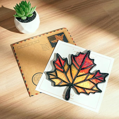 Maple Leaves Handmade Resin Suncatchers, Artisan Boho Sun Catcher Stained Glass Effect Window Hanging Garden Decor, Pendants Fall Decorations, Gift for Mother's Day Mom Grandma Wife Women