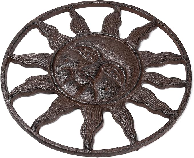BRASSTAR Cast Iron Stepping Stone Fairytale Sun Design Garden Lawn Flower Bed Outdoor Farmland Decor TQZDPT65