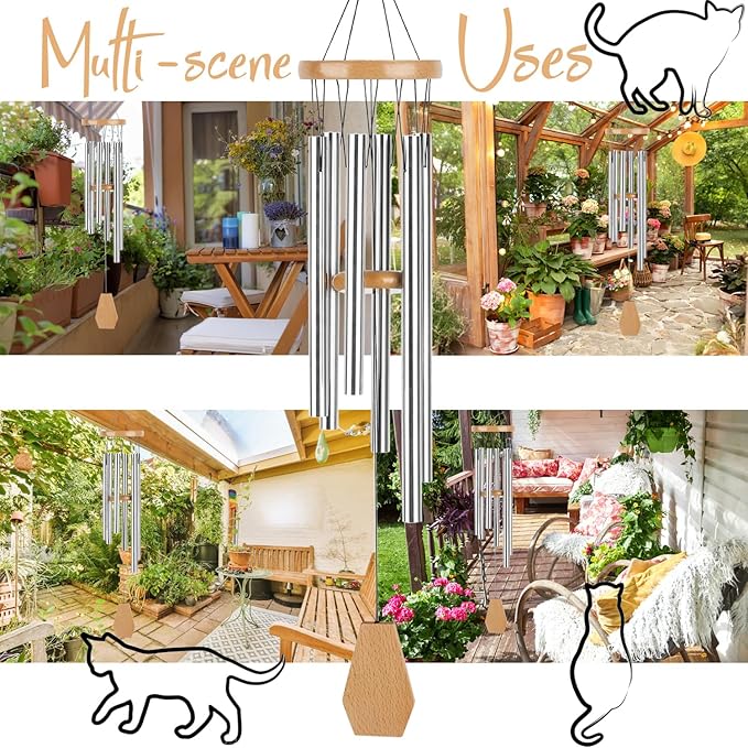 Dog Memorial Gifts Wind Chime, Cat Memorial Gift for Loss of Pet, Loss of Dogs Sympathy Gift, In Memory of Pets Dog Cat Passing Away, Pets Remembrance Bereavement Gifts,Cats Grieving Dogs Pet Sympathy