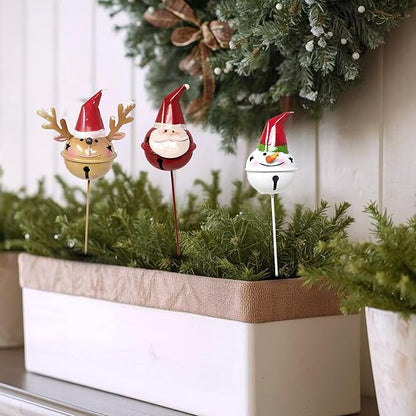 Christmas Metal Garden Stakes 3-Piece Set – Vintage Style Snowman, Reindeer & Santa Outdoor Yard Decorations, Hand-Painted Rustic Winter Lawn Porch Patio Decor for Home & Garden Lovers