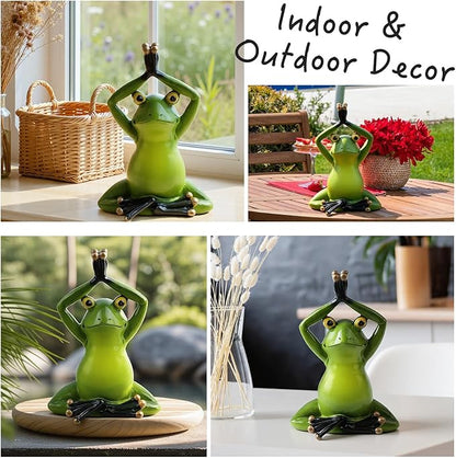 Garden Frog Statues – Funny Outdoor Figurines for Yard, Patio, Lawn, Indoor Decor – Cute Animal Ornaments & Plant Hangers – Birthday for Women (1 Pack - Lotus Pose Frog)