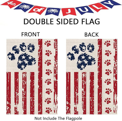 4th of July Garden Flag Dog Stars and Stripes Double Sided USA Flag Patriotic Memorial Day Independence Day Yard Outdoor Decorations 12.5x18 Inch