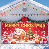 IVN Christmas Garage Door Cover Decoration 13x6ft Gingerbread House Christmas Tree Candy Path Merry Christmas Garage Door Banner Home Door Front Yard Decor for Xmas Eve Holiday Outdoor
