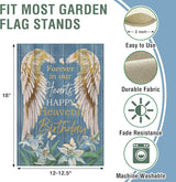 Artofy Memorial Forever in Our Hearts Wings Small Decorative Garden Flag, Happy Heavenly Birthday Lily Cemetery Yard Lawn Outside Decor, Farmhouse Burlap Outdoor Home Decoration Double Sided 12 x 18