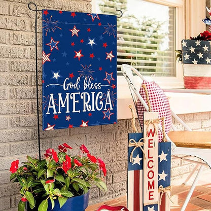 AVOIN colorlife God Bless America 4th of July Patriotic Garden Flag 12x18 Inch Double Sided Outside, Stars and Stripes Yard Outdoor Decoration