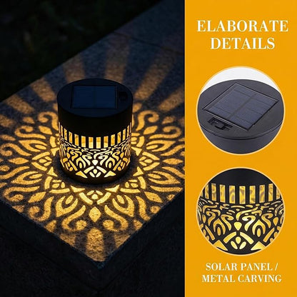 Decorative Solar Mandala Lights Outdoor, Metal Solar Fence Wall Light Waterproof, Solar Powered Mandala Garden Lights for Patio Fence Backyard Deck Outdoor Wall Decor (Sunflower*1)
