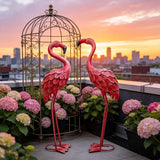 YOUKI Metal Yard Art Flamingo Decor Pink Flamingos for Yard Garden Statues Red Flamingo Yard Art Outdoor Sculptures for Outside Home Patio Lawn Ornaments Backyard Decor, Set of 2