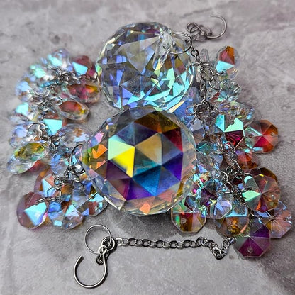 suncatchers Crystals for Windows, 40mm auraro Suncatcher Balls with AB Chandelier Beads Silver Chain, Hanging Crystals for Windows, Ceiling,Wedding, Party,MOM Daughter Gift(2 pcs)