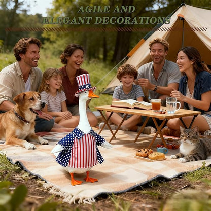 Independence Day Style Cute Outfit for 23-Inch Cement Goose – Outdoor Garden Yard Porch Decor