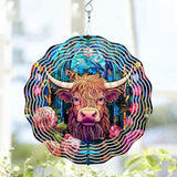 Highland Cow Wind Spinner, Highland Cow Stained Glass Wind Spinner, Wind Sculpture Highland Cow Wind Spinners for Garden Patio Yard Decor