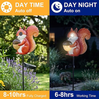 Romart Solar Stake Lights Outdoor Waterproof, Squirrel Solar Garden Path Light with Rotating Light-Up Eyes, Decorative Yard Lawn Landscape Decor