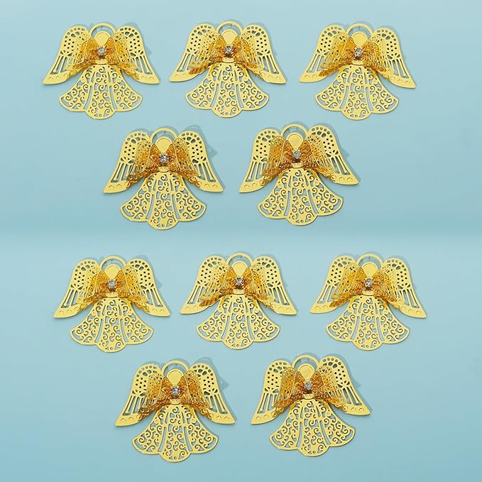 10pcs Gold Angel Shape Suncatcher Hanging Window Pendant DIY Metal Part Ornament Hand-Crafts Gifts