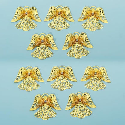 10pcs Gold Angel Shape Suncatcher Hanging Window Pendant DIY Metal Part Ornament Hand-Crafts Gifts