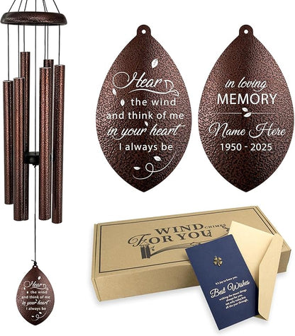 ASTARIN Sympathy Wind Chimes Custom, Personalized Dragonfly Wind Chimes Sympathy Gifts for Remembrance, Bereavement Gifts for Men in Memory Wind Chime, 36 inch Windchime(Produced in USA)