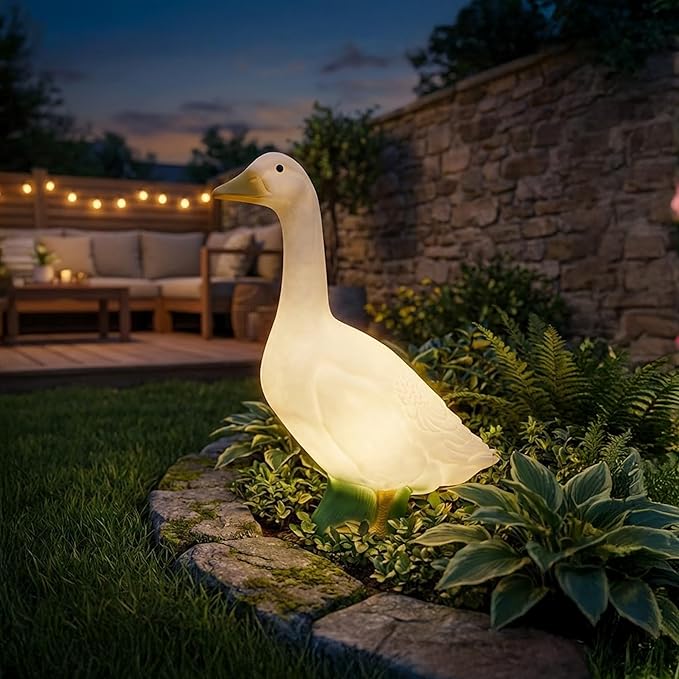 Union Products Light Up Wild Goose Lawn and Garden Statue, 23 Inch Tall, White - Illuminated Animal Outdoor Art for Yard, Patio, or Porch Decor, Seasonal Outfit Compatible