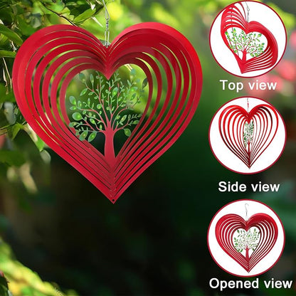 Wind Spinner Mandala 12 inch 3D Stainless Steel Laser Cut Metal Art Geometric Pattern Hanging Wind Spinner (Tree of Life)