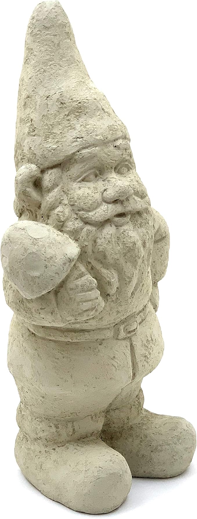 Vintage Garden Gnomes (Set/5): Durable Solid Stone Statues with Aged Texture. Sealed for Outdoor Use. Handcrafted USA. (Classic/Whitish)