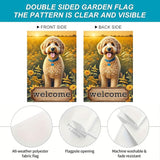 BlissYard Welcome Garden Flag for Outside Spring Summer Flower Garden Flag 12x18 Inch Double Sided Burlap Outside Seasonal Floral Dog Sign Yard Farmhouse Outdoor Decor