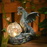 TERESA'S COLLECTIONS Garden Sculptures & Statues, Solar Dragon Outdoor Statues Figurines, Resin Bronze Gothic Garden Decor Lawn Ornaments Patio Yard Decorations Gifts for Mom Women, 8"