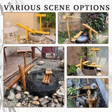 Handmade Solar Water Pump Fountain Kit, Free Standing Bamboo Fountain, Japanese Rocking Water Fountain, Patio Water Fountains, for Creates a Captivating Outdoor Fountain,Carbonization