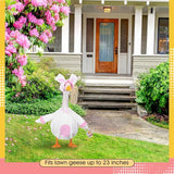 FuWeave Easter Bunny Goose Outfit Easter Egg Porch Goose Costume for Cement Plastic Geese Statue Spring Outdoor Garden Yard Patio Decoration(White,23 Inches,Rabbit)