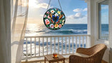 Stained Glass Window Hanging - A Beautiful Butterfly is Dancing in The Sea of Flowers 6.3 Inches Suncatcher for Garden Home Decor for Women Mon Grandma Friends