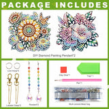 MVVMTOP 2pcs Diamond Art Painting Wind Chime with Crystal Pendant, DIY Flowers Double-Sided Design Special Shape Acrylic Crystal Diamond Ornament, Home Window Garden Hanging Pendant Decoration