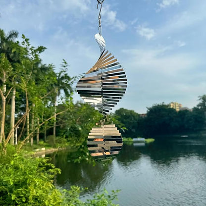 Hanging Wind Spinners Stainless Steel Metal Outdoor Garden Decor, Highly Reflective Bird Deterrent to Scare Birds Away from Yard Patio Farm 12inch,Gifts for Women Mom Dad Friend