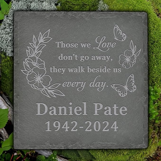 Personalized Memorial Stone Memorial Garden Stone - Sympathy Gifts for Loss of Dad, Mom or Loved One - Bereavement, Remembrance and Condolence Gift - Walk Beside Us Every Day Square
