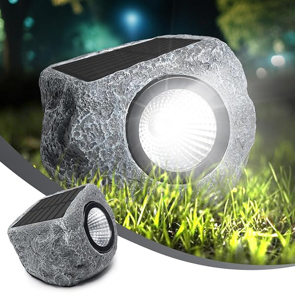 Solar Rock Lights Outdoor 1 Pack, Bright Solar Spotlights Outdoor Waterproof, Wireless LED Rock Lights, Auto On/Off Landscape Spotlights Walkway Solar Lights for Outside Yard Patio Pathway Flowerbed