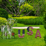 Metal Barn Star Yard Sign Patriotic Garden Stakes Hanging Ornament with Stake Outdoor 4th of July Lawn Decoration Party Supplies USA Flag Decor for Independence Day Memorial Day (F)