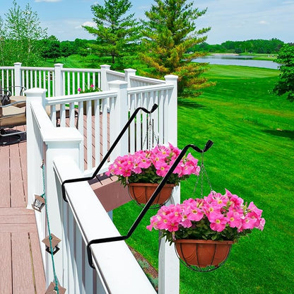 6-Pack Heavy Duty Swivel Deck Hook Rail Hanger for Hanging Bird Feeders, Plants, Wind Chimes, Lanterns - Fits Rails 2x4, 2x6 and 2x8