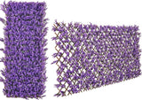 Giantex Expandable Fence Privacy Screen - Decorative Faux Purple Eucalyptus Fencing Panel for Balcony, Artificial Hedges with PE Leaves and Willow for Outdoors Garden Patio Deck Apartment, 1 Pack