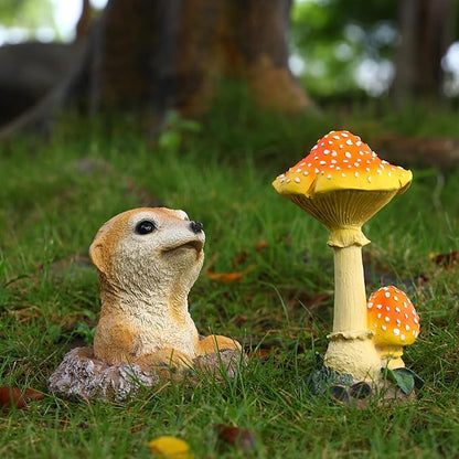 Meerkat Statue Garden Decor Lawn Animal Sculpture Ourdoor Decoration Funny Yard Ornaments Resin Figurine for Garden or Home 5.3inch