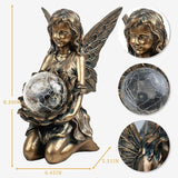 Suyorpe Garden Statues Outdoor Flower Fairy Decor,Solar Powered Outdoor Resin Statues-Patio Lawn Yard Porch, Funny Fairies Ornaments Figurines for Outside Garden Gifts,8.31 Inches Tall