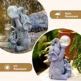 Solar Elephants Outdoor Garden Statues: Outside Decor with Lights Clearance for Yard Art Lawn Ornaments Porch Patio Balcony Home House - Birthday Gifts for Grandma Mom Women