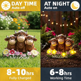 Highland Cow Decor Solar Garden Statue 5.3",Funny Resin Cow Family Figurine with Glasses & Welcome Sign,Cute Farmhouse Outdoor Yard Art for Patio Porch Lawn,Housewarming Birthday Gifts for Women Mom