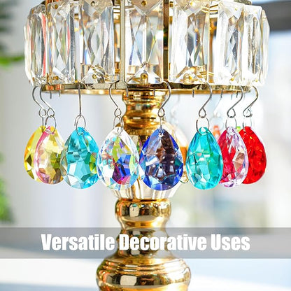 H&D HYALINE & DORA 38mm Crystal Suncatcher Prisms Multicolor Bauhinia Chandelier Crystals Replacement Chandeliers Glass Beads for Window Hanging Decor(12 Pack)