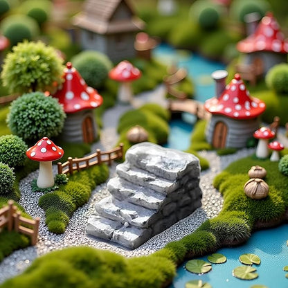 Jinshining Straight Stone Stairs Miniature Fairy Garden Accessories,Miniature Pond Lawn Ornament Figurines, Mini Lighthouse Water Well Bridge Figurines, Micro Landscape Ornaments for Garden DIY Kit