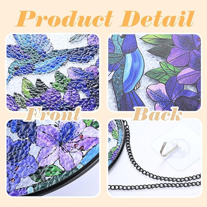 Stained Glass Suncatchers Window Hanging, Flowers Sun Catchers Indoor Window Stained Glass Hanging Garden Decor, Birthday Gifts for Mom Grandma Aunt Sister Bestie 7.8 in